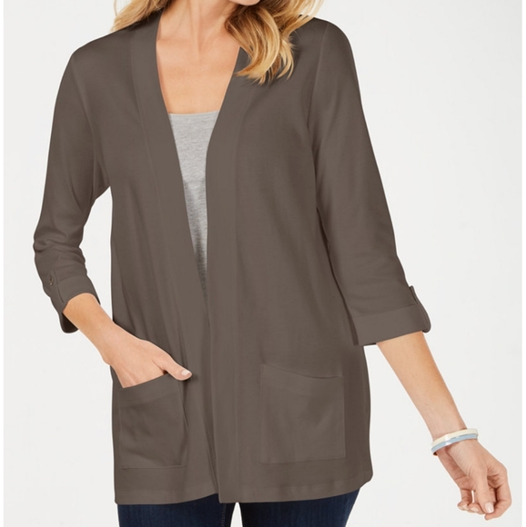 New Karen Scott Petite Cotton Open Front Cardigan - Picture 1 of 3